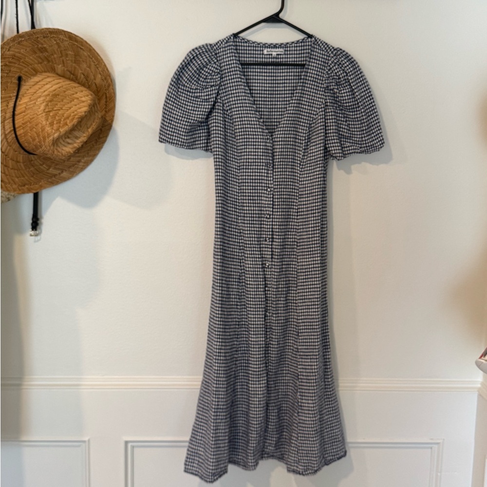 Reformation Size 6 Gingham Linen Dress